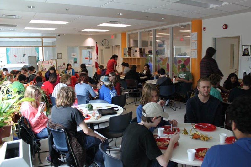 The YMCA Academy cafeteria during the Feast of Thanks celebration