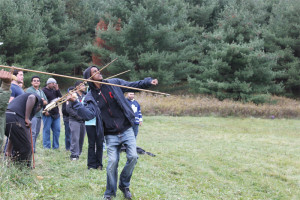 YMCA Academy students use atlatls at YMCA Cedar Glen Outdoor Centre