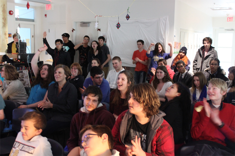Full-school assemblies, extracurricular clubs, and celebrations (including our annual December talent show) happen in the Academy’s central gathering space. It is in this safe and welcoming space that we come together once a month as a school to discuss issues that matter to high school students, from technology addiction and emotional intelligence to finding a summer job.