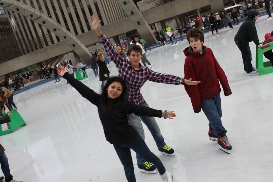 YMCA Academy students at the 2015 skating trip at Nathan Phillips Square