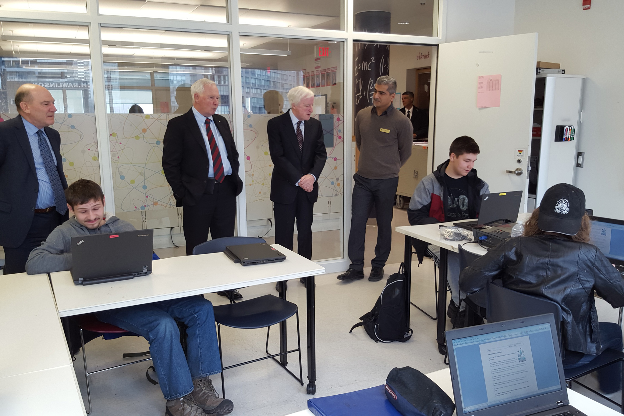 Governor General David Johnston and guests meet with YMCA Academy Civics students