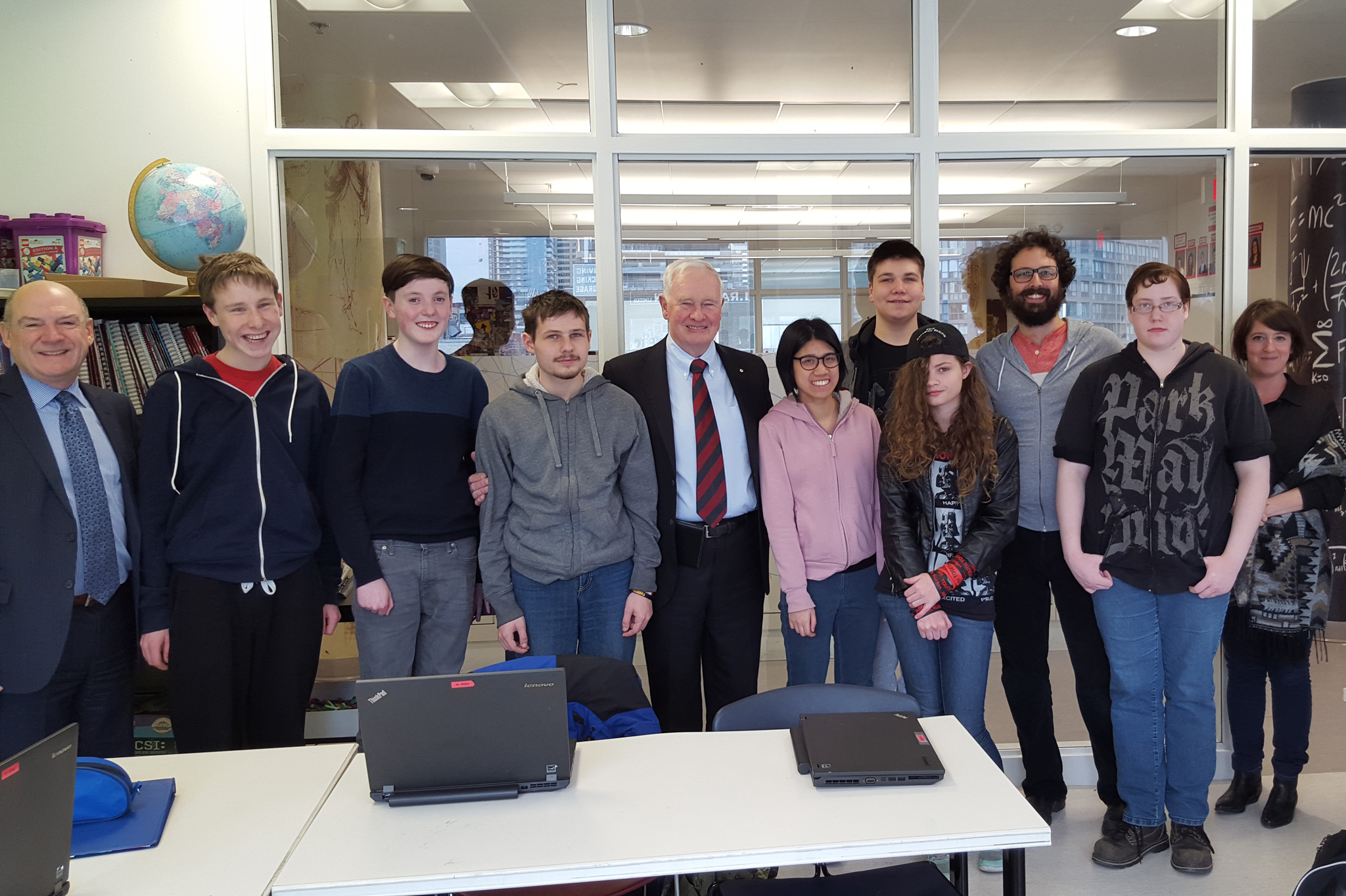 Governor General David Johnston and guests meet with YMCA Academy Civics students