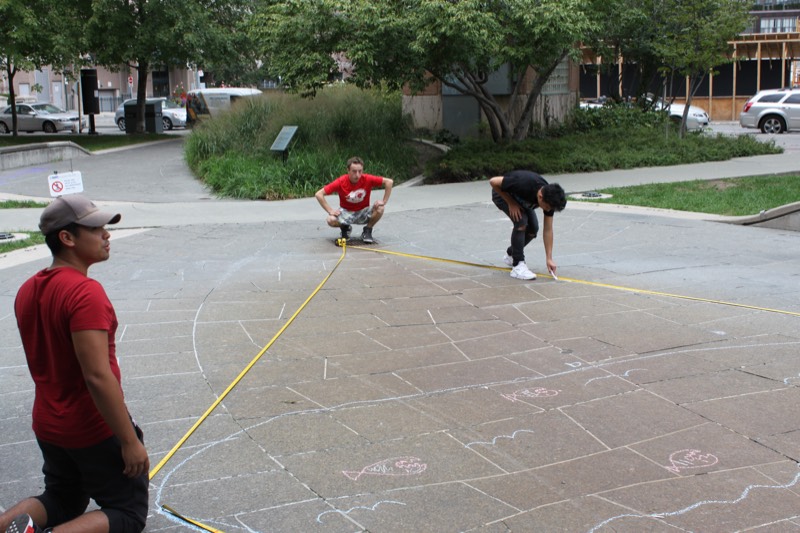 The YMCA Academy's Grade 11 College Math class took to the park to apply their skills to real world problems.