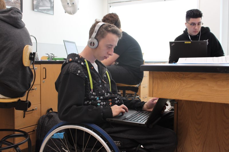 Students from 3 classes spend the day in wheelchairs to experience some of the challenges and barriers people in wheelchairs may experience within the school and the neighbourhood.