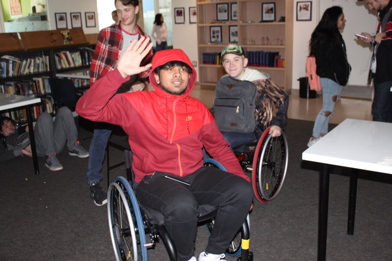 Students from 3 classes spend the day in wheelchairs to experience some of the challenges and barriers people in wheelchairs may experience within the school and the neighbourhood.