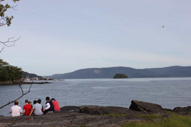 Students enjoying ocean view