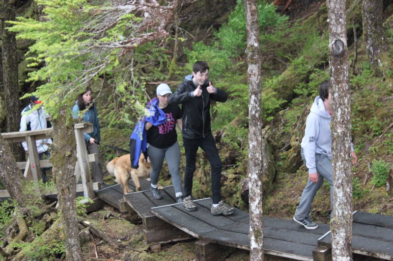 Academy students hiking in Haida Gwaii