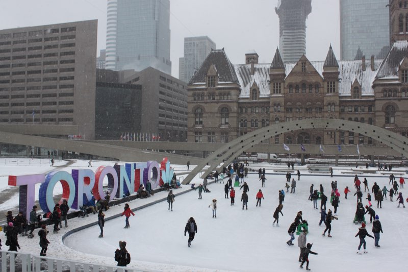 YMCA Academy students skate at Nathan Phillips Square during our annual skating trip.