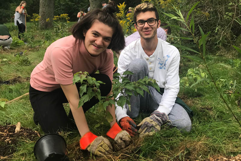 YMCA Academy students tree planting on Toronto Island