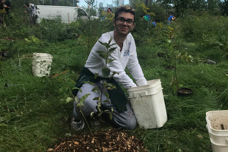 YMCA Academy students tree planting on Toronto Island