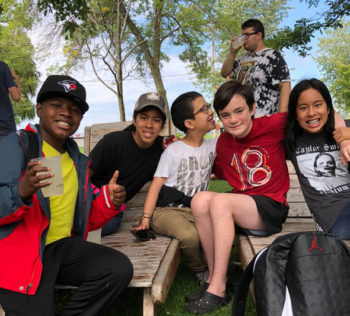 YMCA Academy students tree planting on Toronto Island