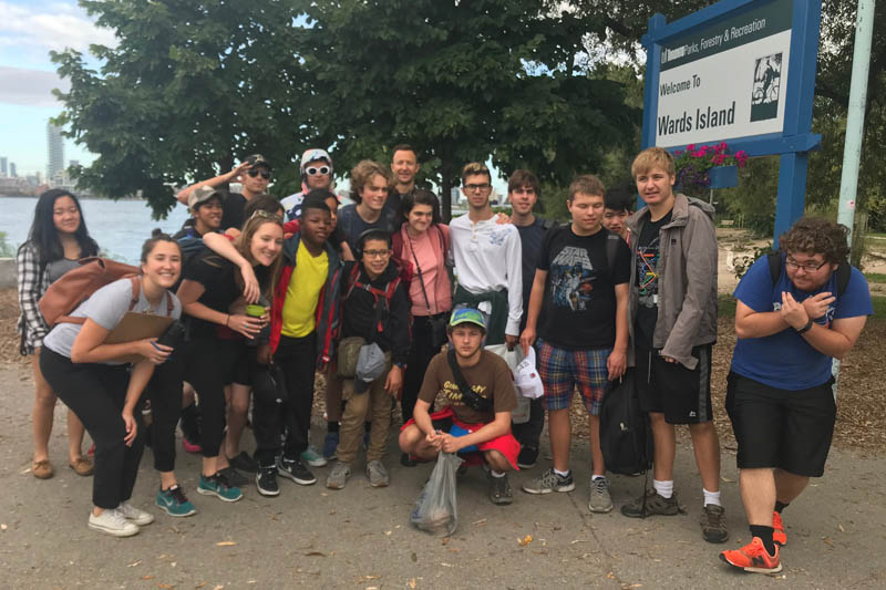 YMCA Academy students tree planting on Toronto Island