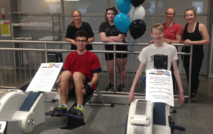 Academy students using the rowing machines during the Academy Rowing Crew’s 24-hour Row – Sweat for Good Challenge