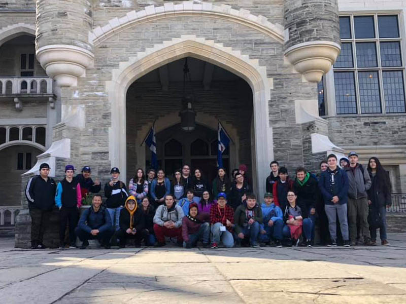 YMCA Academy students and exchange participants at Casa Loma