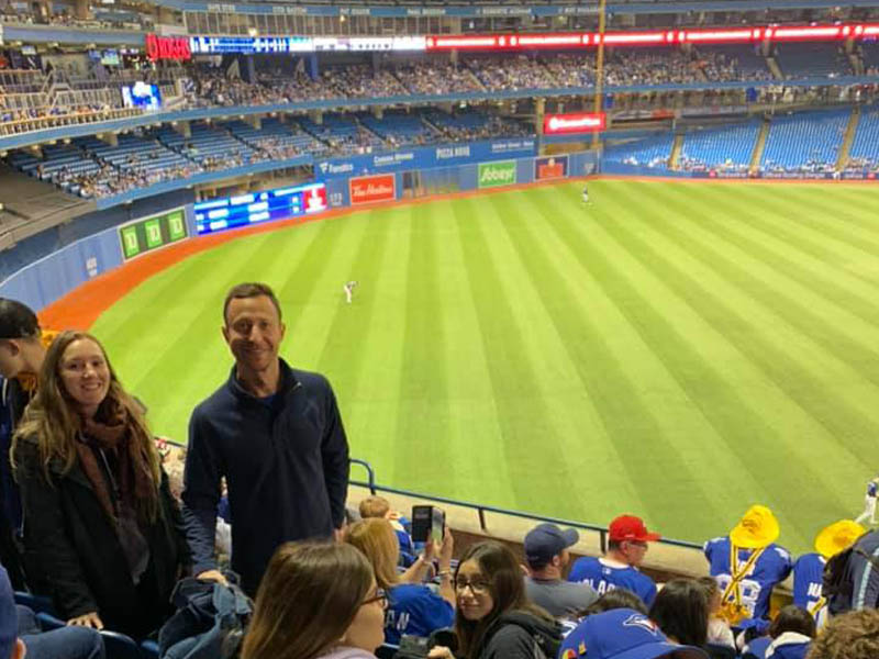 YMCA Academy students and exchange participants at a Blue Jays game