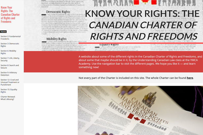 Grade 11 Canadian Law class has created a website to put their knowledge and thinking on display