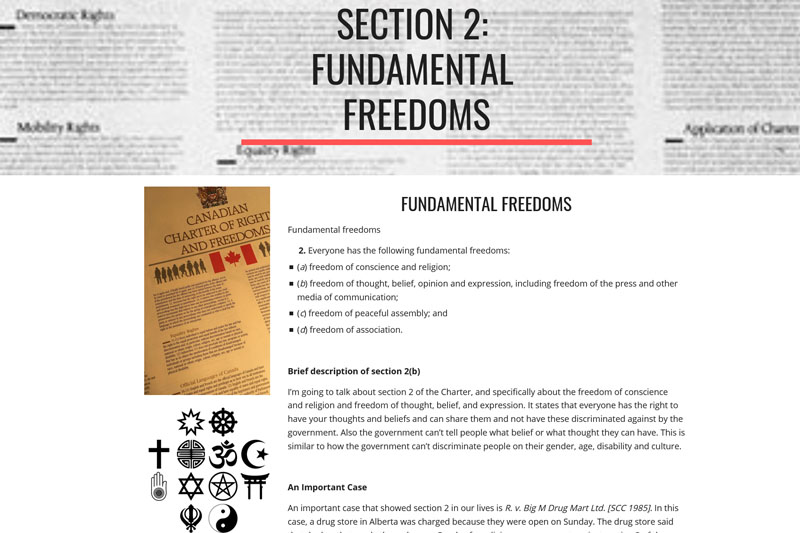 Grade 11 Canadian Law class has created a website to put their knowledge and thinking on display