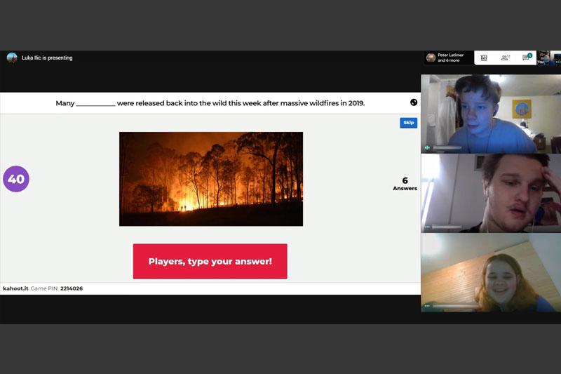 Students participate in the Kahoot Trivia Challenges