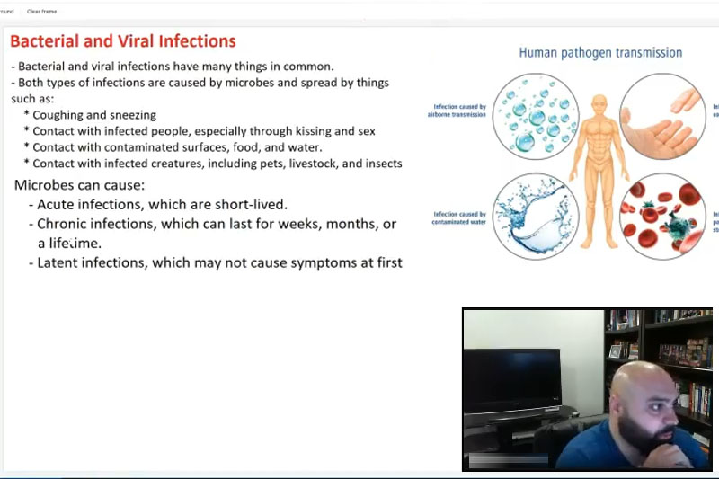 Students learn about microbiology during this session.
