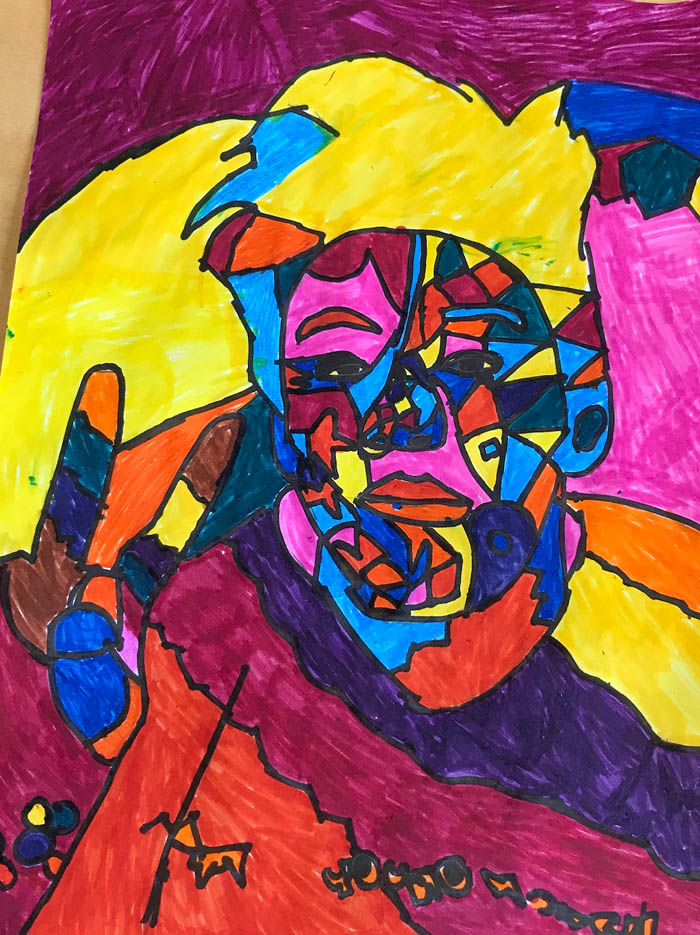 Grade 9 Visual Arts class explored Pop Art! Pop Art is usually easily identifiable from it’s simple, bold and bright images