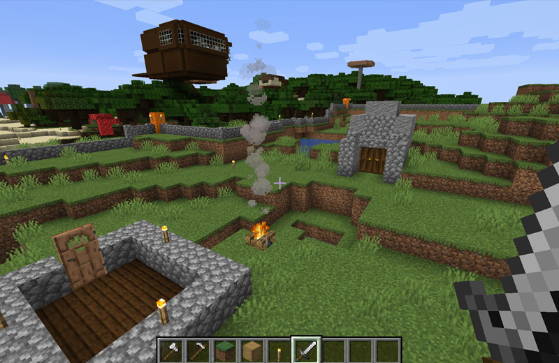 Students plan nad create specific community village buildings in our Minecraft world