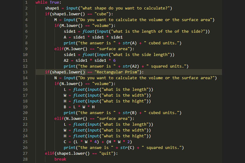 Python coding in Computer Technology class