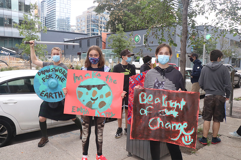 YMCA Academy students headed to Queen’s Park for the youth-led Global Strike for Climate Justice on September 24th, 2021.