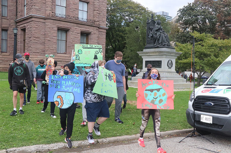 YMCA Academy students headed to Queen’s Park for the youth-led Global Strike for Climate Justice on September 24th, 2021.