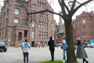 Neighbourhood Civics Tour In our search, students found examples of the Provincial government in our neighbourhood including license plates, universities, high schools, and the Ontario Provincial Parliament, hospitals, and provincial ministry buildings.
