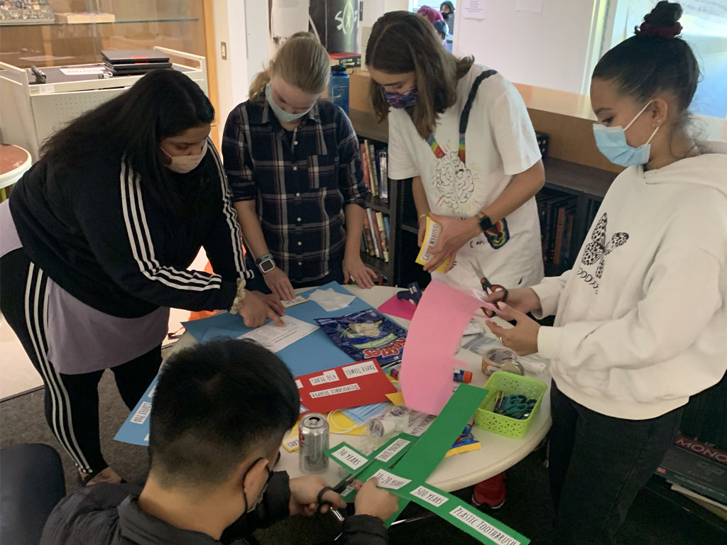 In our Biology unit, the grade 10 students spent time learning about the environment and how long certain materials take to decompose.