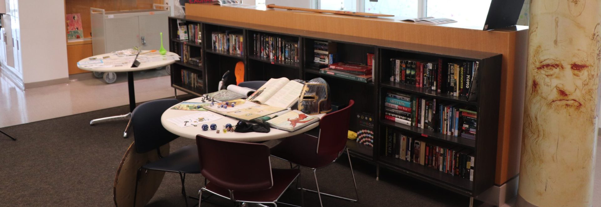 Bookshelf and study area at YMCA Academy for special education.