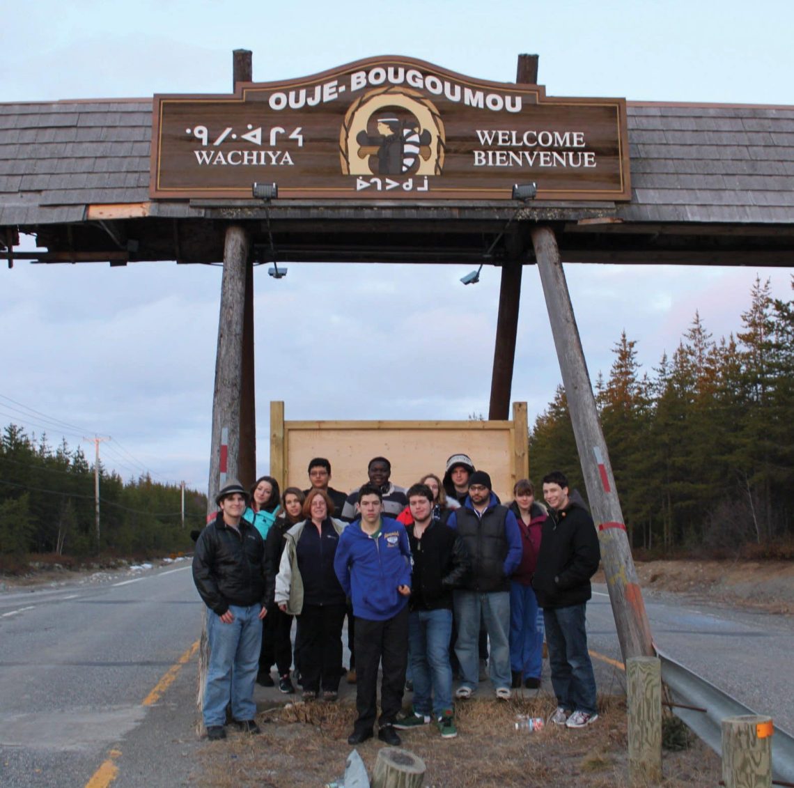 Group of students at Ouie-Bougoumou sign for YMCA Academy in Canada.